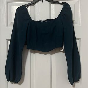 Turquoise Off the Shoulder Crop Top